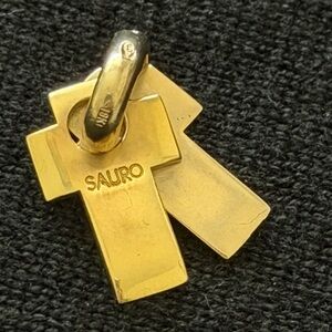 Sauro 18 k Gold Double Cross  necklace Pendant